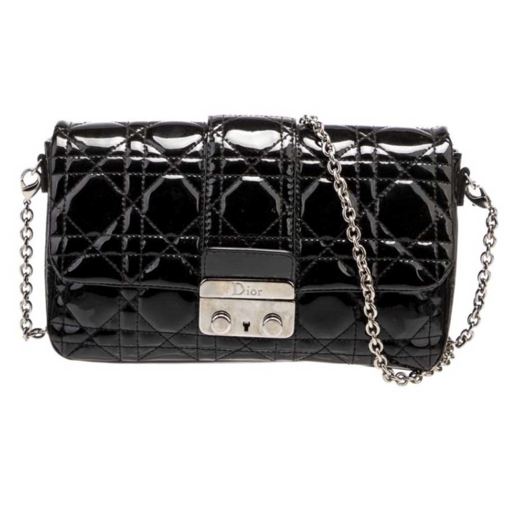 Christian Dior Authentic Small Cannage Miss Dior Patent Leather Black Crossbody - Picture 2 of 9
